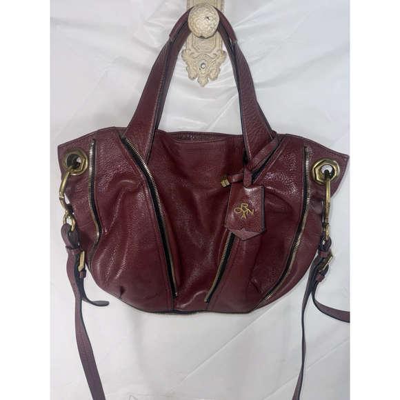 OrYANY Pebble Leather Lian Satchel Purse Handbag Convertible Strap Merlot - Picture 5 of 14